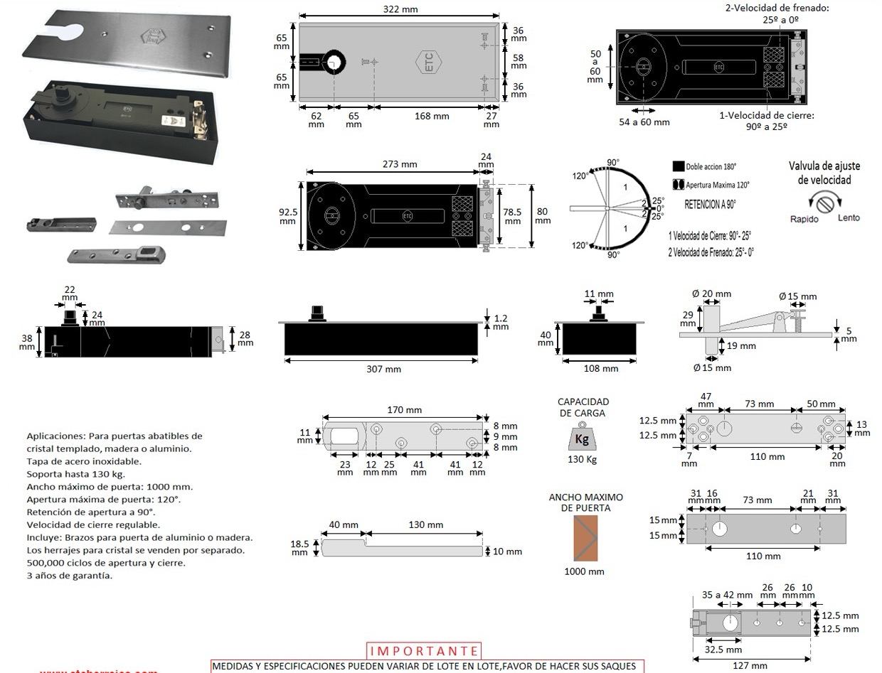 BISAGRA HIDRAULICA 130KG