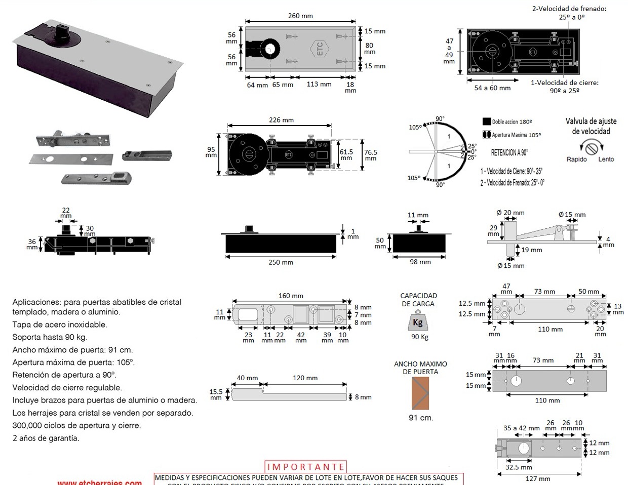 BISAGRA HIDRAULICA 90KG